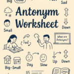 Antonym Worksheet for class VI-VIII